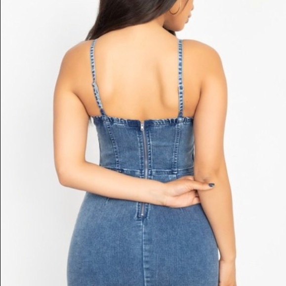 ‼️ Denim Jean Bra Cup Fitted Stretch Mini Dress - Picture 7 of 8